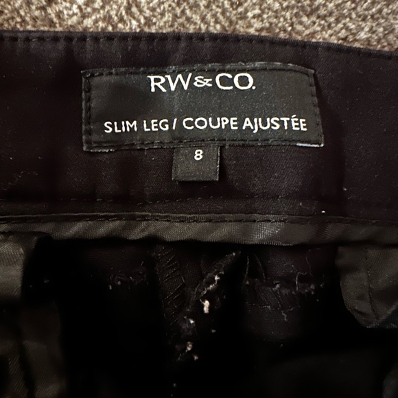 RW & Co Slim Leg Black Dress Pant Size 8 - Picture 2 of 2